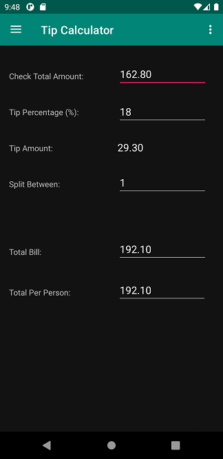 Tip Calculator Screenshot 1